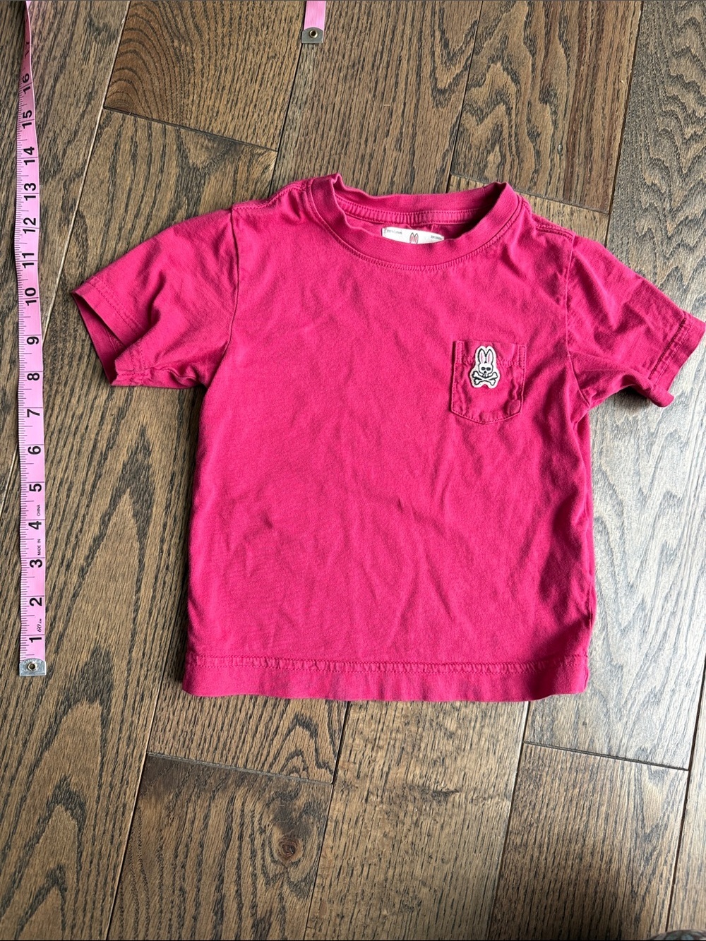 Psycho Bunny Kids Short Sleeve Tee in HotPink Pocket Bunny Patch 2T 18-24 unisex